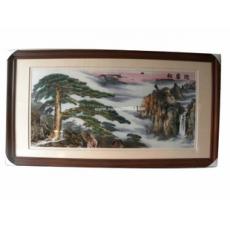 苏绣成品迎客松_苏绣迎客松_手工刺绣_客厅装饰画