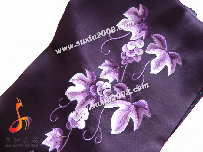 苏绣围巾爬山虎|手工围巾|绣花围巾|真丝围巾|丝绸围巾