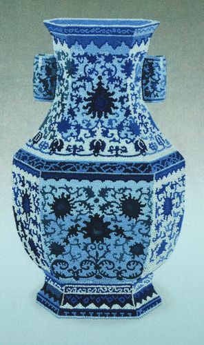 苏绣图案古典花瓶